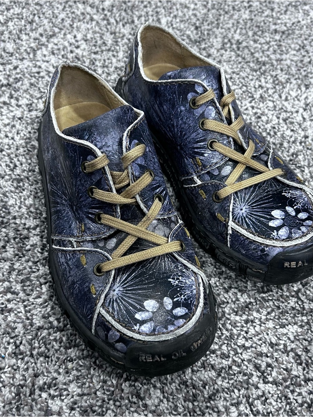 Rovers Shoes Womens Sz 37 Leather Blue Oxford Sneaker Steampunk Lagenlook